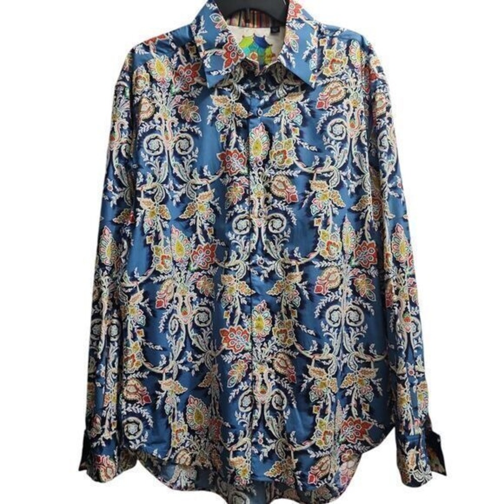 Robert Graham Vibrant Paisley Print Button-Down Shirt Men's Colorful XL/TG